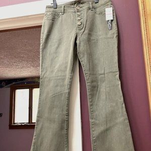 INC Olive/Khaki Green Fringed Jeans